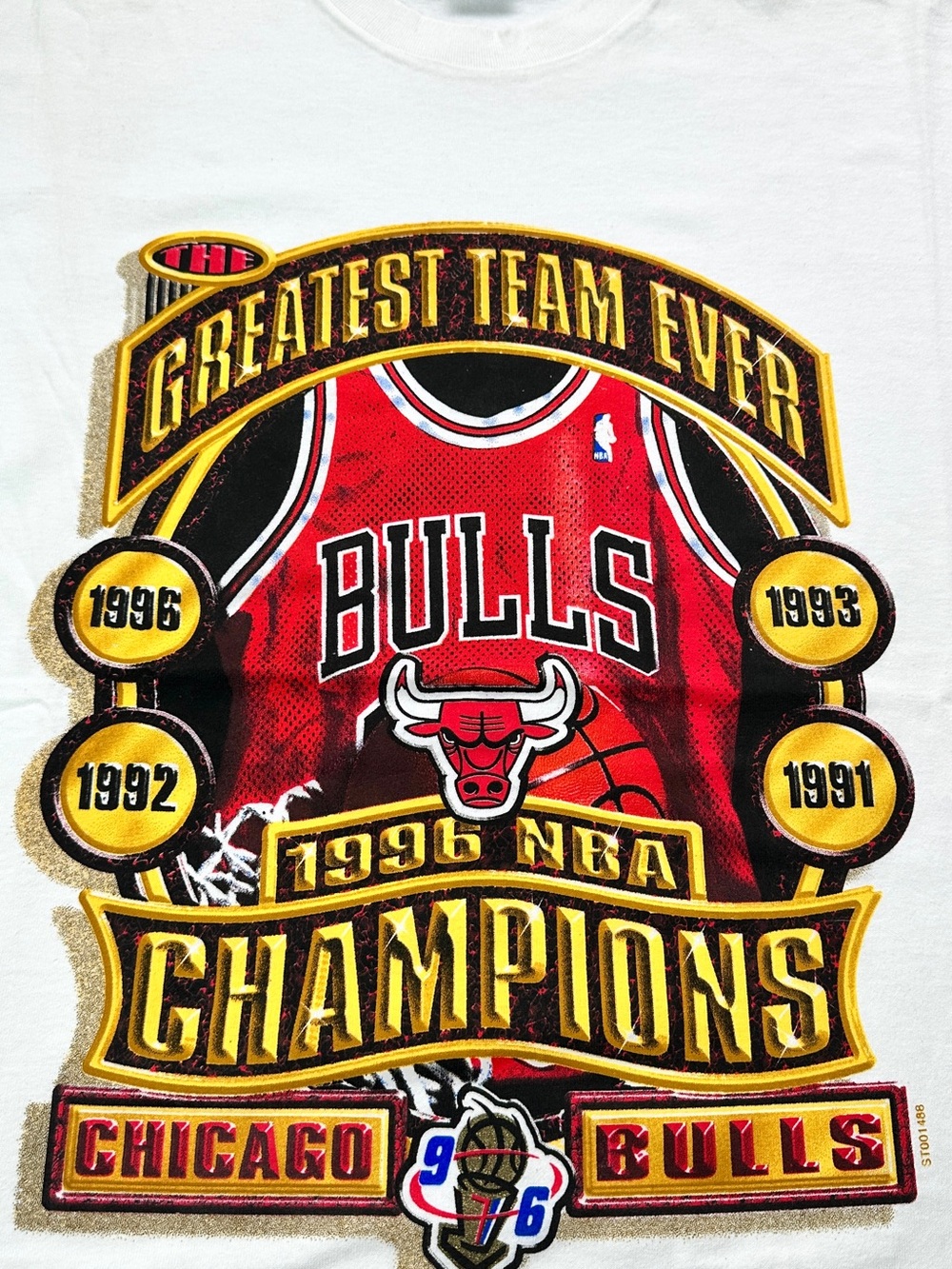NWOT Vintage Chicago Bulls 1996 NBA Champions Graphic Single Stitch Tee Size XL